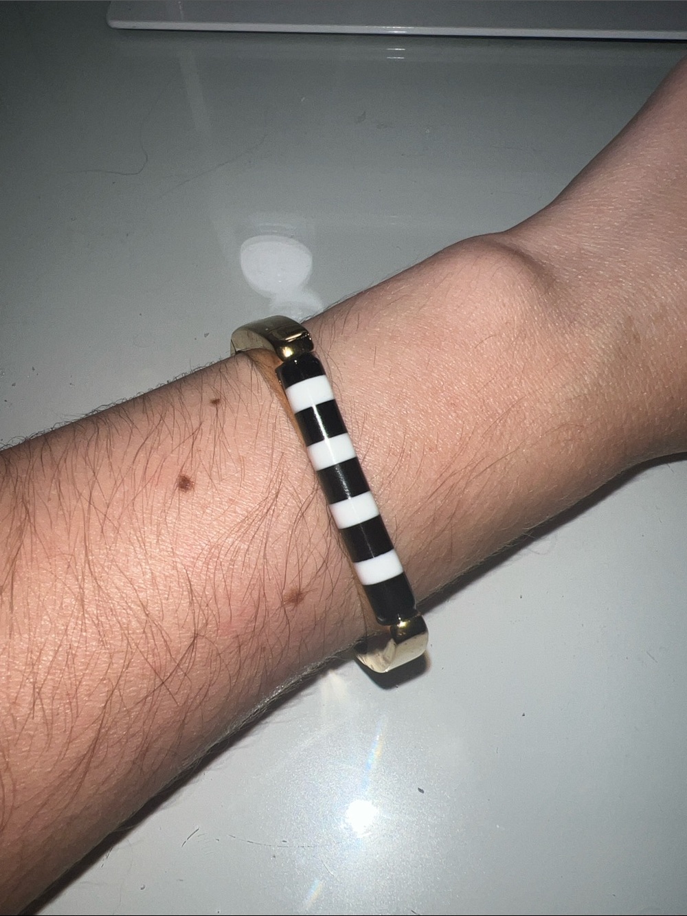 Kate spade Gold Black and White Enamel Bangle Bracelet - Picture 2 of 6